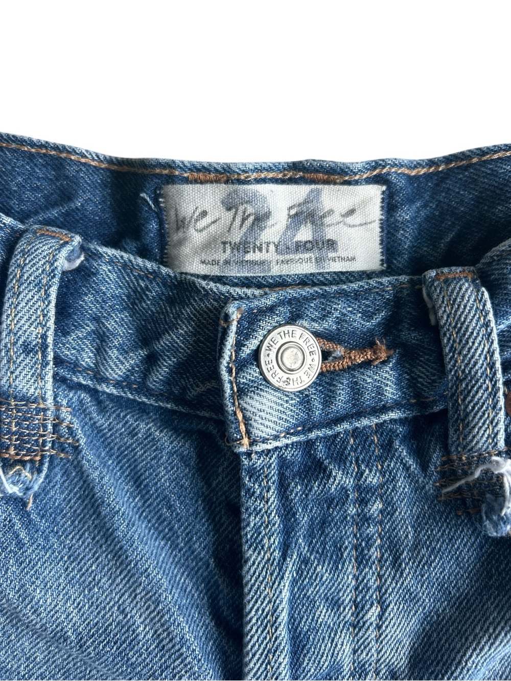 Free People Light Blue Distressed Denim Shorts - Picture 3 of 4